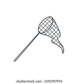 Net. Сatching trap. Vector linear icon on a white background.