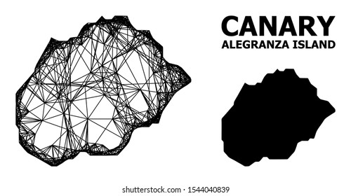 Net vector map of Alegranza Island. Wire carcass flat network in eps vector format, geographic model for patriotic illustrations. map of Alegranza Island are isolated on a white background.