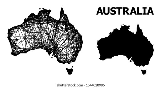 Net vector map of Australia. Linear frame 2D network in vector EPS format, geographic template for political compositions. map of Australia are isolated on a white background.