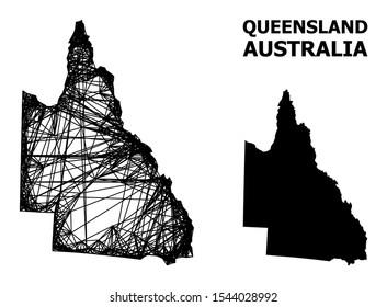 Net vector map of Australian Queensland. Wire frame flat network in eps vector format, geographic model for economical illustrations. map of Australian Queensland are isolated on a white background.