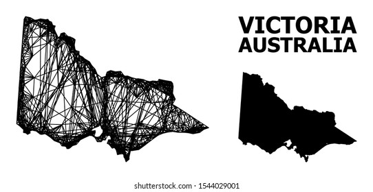 Net vector map of Australian Victoria. Linear frame 2D network in vector EPS format, geographic model for educational illustrations. map of Australian Victoria are isolated on a white background.