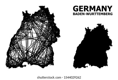 Net vector map of Baden-Wurttemberg State. Wire carcass flat network in eps vector format, geographic model for patriotic concepts. map of Baden-Wurttemberg State are isolated on a white background.