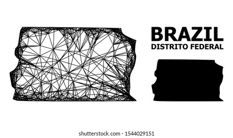 Net vector map of Brazil - Distrito Federal. Linear carcass 2D mesh in vector EPS format, geographic model for political posters. map of Brazil - Distrito Federal are isolated on a white background.