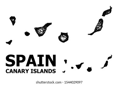Net vector map of Canary Islands. Wire frame flat mesh in vector format, geographic model for educational concepts. map of Canary Islands are isolated on a white background.
