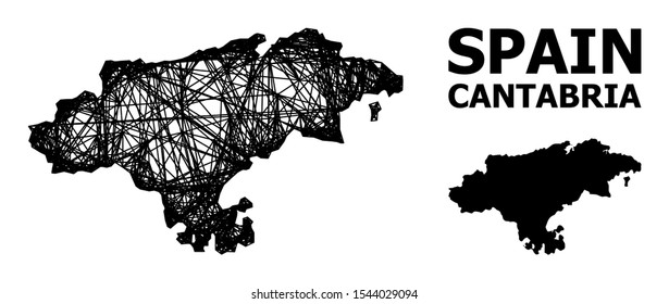 Net vector map of Cantabria Province. Wire carcass flat network in vector format, geographic template for patriotic designs. map of Cantabria Province are isolated on a white background.