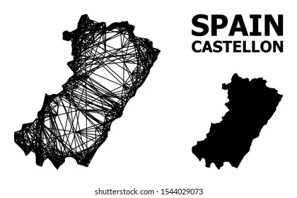 Net vector map of Castellon Province. Wire frame flat network in eps vector format, geographic model for economical posters. map of Castellon Province are isolated on a white background.