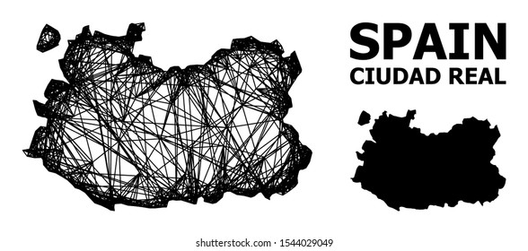 Net vector map of Ciudad Real Province. Wire frame flat network in eps vector format, geographic model for economical compositions. map of Ciudad Real Province are isolated on a white background.