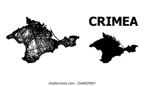 Net vector map of Crimea. Wire carcass flat network in vector format, geographic model for patriotic compositions. map of Crimea are isolated on a white background.