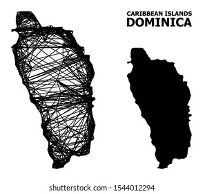 Mapa vectorial neto de la Isla Dominica. Red 2D de canal lineal en formato EPS vectorial, modelo geográfico para ilustraciones patrióticas. mapa de la isla de Dominica está aislado en un fondo blanco.
