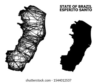 Net vector map of Espirito Santo State. Linear carcass flat mesh in vector EPS format, geographic model for economics posters. map of Espirito Santo State are isolated on a white background.