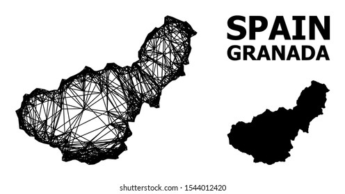 Net vector map of Granada Province. Wire frame 2D network in vector EPS format, geographic model for economics concepts. map of Granada Province are isolated on a white background.