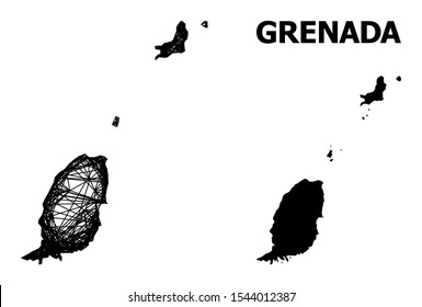 Net vector map of Grenada Islands. Wire carcass flat mesh in eps vector format, geographic template for economics concepts. map of Grenada Islands are isolated on a white background.