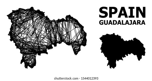 Net vector map of Guadalajara Province. Linear carcass flat network in eps vector format, geographic template for educational concepts. map of Guadalajara Province are isolated on a white background.