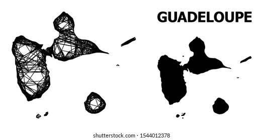 Net vector map of Guadeloupe. Linear frame flat mesh in eps vector format, geographic template for political designs. map of Guadeloupe are isolated on a white background.