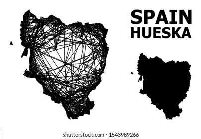 Net vector map of Hueska Province. Wire frame 2D network in eps vector format, geographic model for economical purposes. map of Hueska Province are isolated on a white background.