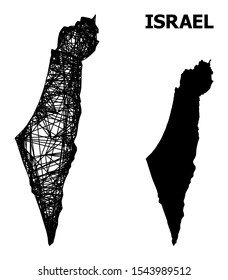 Net vector map of Israel. Wire frame 2D mesh in vector EPS format, geographic model for economical designs. map of Israel are isolated on a white background.
