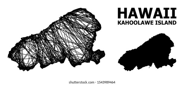 Net vector map of Kahoolawe Island. Wire carcass flat mesh in eps vector format, geographic model for economics purposes. map of Kahoolawe Island are isolated on a white background.