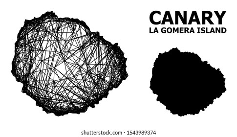 Net vector map of La Gomera Island. Wire frame 2D mesh in vector EPS format, geographic model for educational concepts. map of La Gomera Island are isolated on a white background.