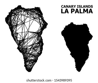 Net vector map of La Palma Island. Wire carcass 2D network in vector EPS format, geographic model for economics designs. map of La Palma Island are isolated on a white background.