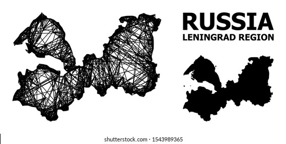 Net vector map of Leningrad Region. Wire frame flat mesh in vector format, geographic model for economics designs. map of Leningrad Region are isolated on a white background.