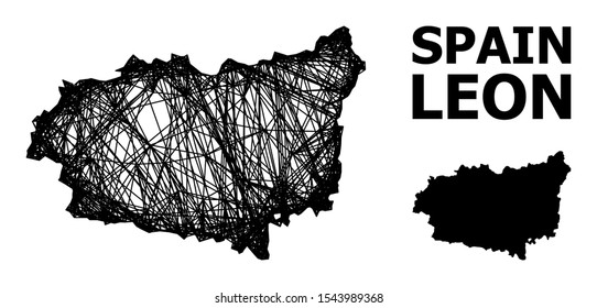Net vector map of Leon Province. Wire carcass 2D mesh in eps vector format, geographic template for educational purposes. map of Leon Province are isolated on a white background.