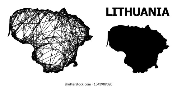 Net vector map of Lithuania. Linear carcass flat network in eps vector format, geographic model for political designs. map of Lithuania are isolated on a white background.