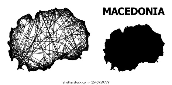 Net vector map of Macedonia. Linear carcass 2D mesh in eps vector format, geographic template for political purposes. map of Macedonia are isolated on a white background.