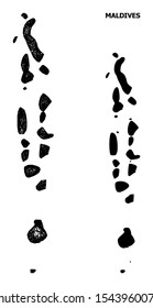 Net vector map of Maldives. Linear carcass flat mesh in eps vector format, geographic model for educational purposes. map of Maldives are isolated on a white background.