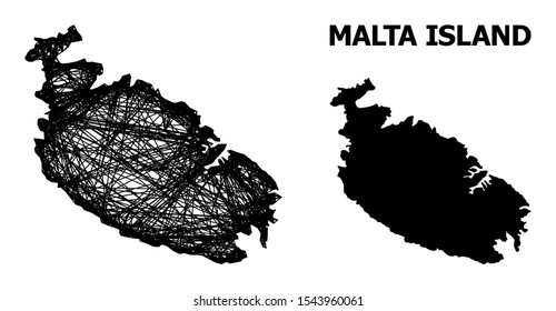 Net vector map of Malta Island. Wire carcass 2D network in eps vector format, geographic model for political concepts. map of Malta Island are isolated on a white background.