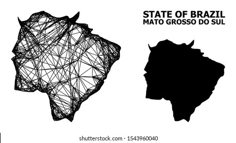 Mapa vectorial neto del estado Mato Grosso do Sul. Red plana de canal por cable en formato vectorial, modelo geográfico para conceptos económicos. mapa del estado de Mato Grosso do Sul está aislado en un fondo blanco.