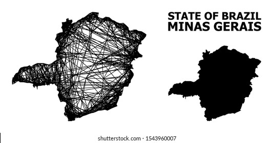 Net vector map of Minas Gerais State. Wire frame 2D mesh in eps vector format, geographic template for economical illustrations. map of Minas Gerais State are isolated on a white background.