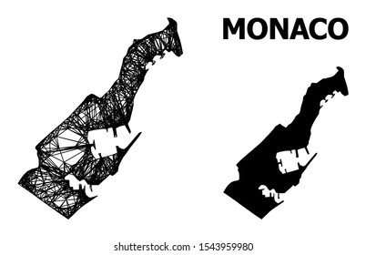 Net vector map of Monaco. Linear frame 2D network in vector EPS format, geographic template for educational purposes. map of Monaco are isolated on a white background.