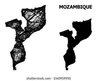 Net vector map of Mozambique. Wire frame 2D mesh in vector EPS format, geographic model for political concepts. map of Mozambique are isolated on a white background.
