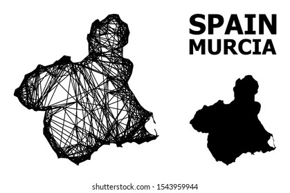 Net vector map of Murcia Province. Linear frame 2D network in vector EPS format, geographic template for patriotic compositions. map of Murcia Province are isolated on a white background.