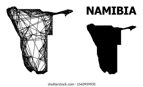 Net vector map of Namibia. Linear frame flat mesh in vector EPS format, geographic template for political posters. map of Namibia are isolated on a white background.