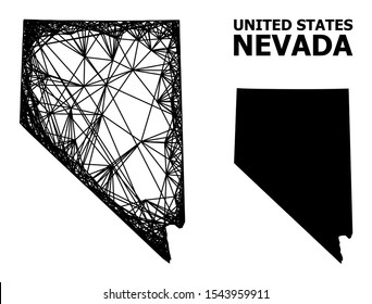 Net vector map of Nevada State. Linear frame 2D network in vector format, geographic model for political posters. map of Nevada State are isolated on a white background.