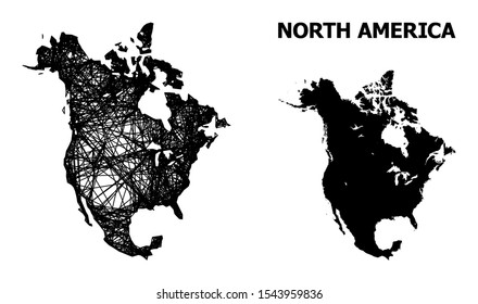 Net vector map of North America. Wire frame flat mesh in eps vector format, geographic template for economics concepts. map of North America are isolated on a white background.