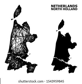 Net vector map of North Holland. Linear frame flat network in vector EPS format, geographic model for political concepts. map of North Holland are isolated on a white background.