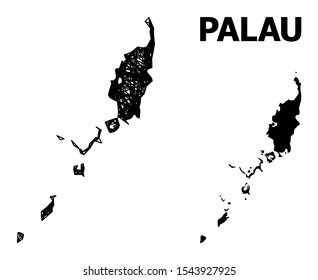 Net vector map of Palau Islands. Wire frame 2D network in eps vector format, geographic model for political posters. map of Palau Islands are isolated on a white background.
