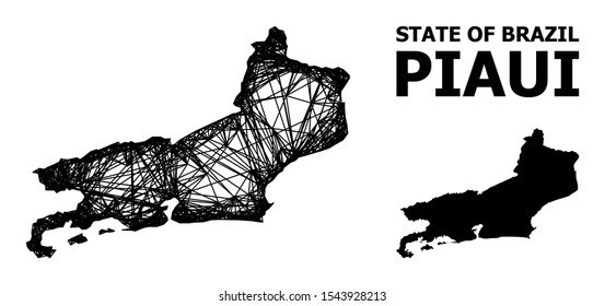 Net vector map of Piaui State. Wire frame flat mesh in vector format, geographic template for educational designs. map of Piaui State are isolated on a white background.