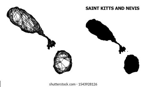 Net vector map of Saint Kitts and Nevis. Linear carcass 2D network in eps vector format, geographic model for patriotic concepts. map of Saint Kitts and Nevis are isolated on a white background.