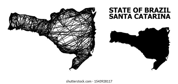 Net vector map of Santa Catarina State. Linear frame 2D network in vector format, geographic model for patriotic posters. map of Santa Catarina State are isolated on a white background.