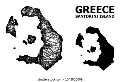 Net vector map of Santorini Island. Wire carcass 2D mesh in eps vector format, geographic template for economics purposes. map of Santorini Island are isolated on a white background.