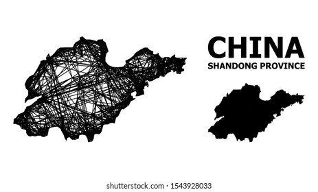 Net vector map of Shandong Province. Linear frame 2D mesh in vector EPS format, geographic template for educational illustrations. map of Shandong Province are isolated on a white background.