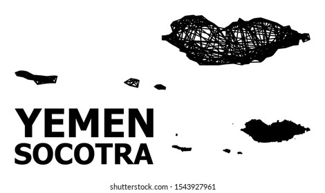 Net vector map of Socotra Archipelago. Linear carcass flat network in eps vector format, geographic template for patriotic concepts. map of Socotra Archipelago are isolated on a white background.