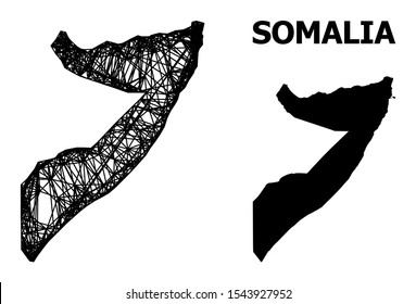 Net vector map of Somalia. Wire carcass flat mesh in vector EPS format, geographic model for economical designs. map of Somalia are isolated on a white background.