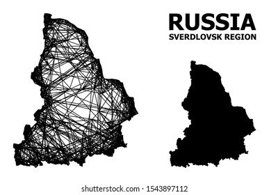 Net vector map of Sverdlovsk Region. Linear carcass 2D mesh in eps vector format, geographic model for political designs. map of Sverdlovsk Region are isolated on a white background.