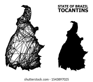 Net vector map of Tocantins State. Linear frame flat mesh in vector format, geographic model for patriotic posters. map of Tocantins State are isolated on a white background.