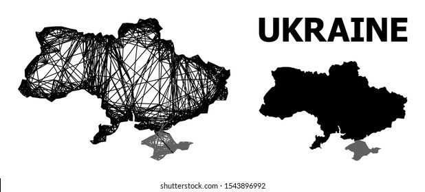 Net vector map of Ukraine. Wire frame 2D network in vector EPS format, geographic model for political purposes. map of Ukraine are isolated on a white background.