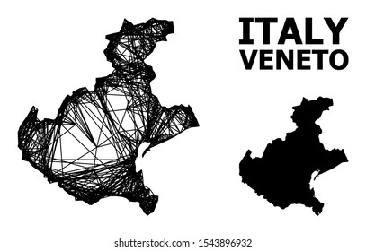 Net vector map of Veneto region. Linear frame 2D mesh in vector format, geographic template for political designs. map of Veneto region are isolated on a white background.